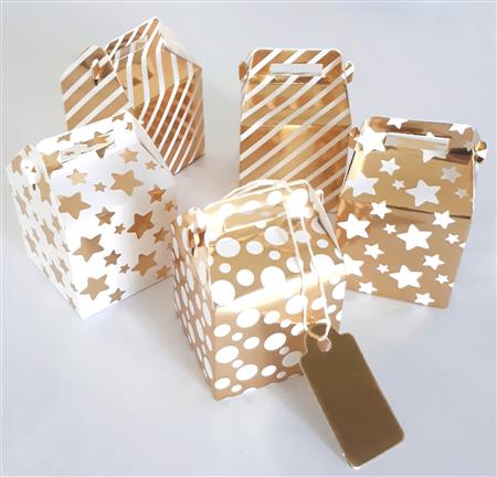 Cajitas rayadas metalizadas dorado 4u